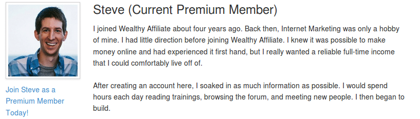 Wealthy Affiliate Testimonial by Steve from IveTried That