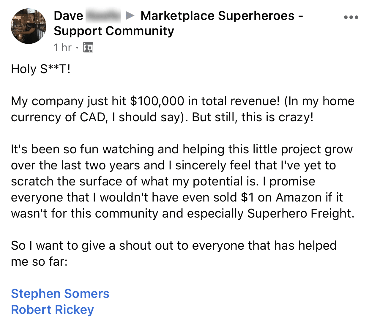 Marketplace Superhero Dave Shares his sory