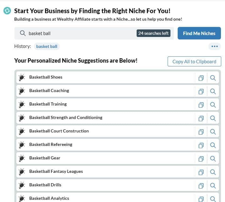 Wealthy Affiliate Review - Niche Finder Tool